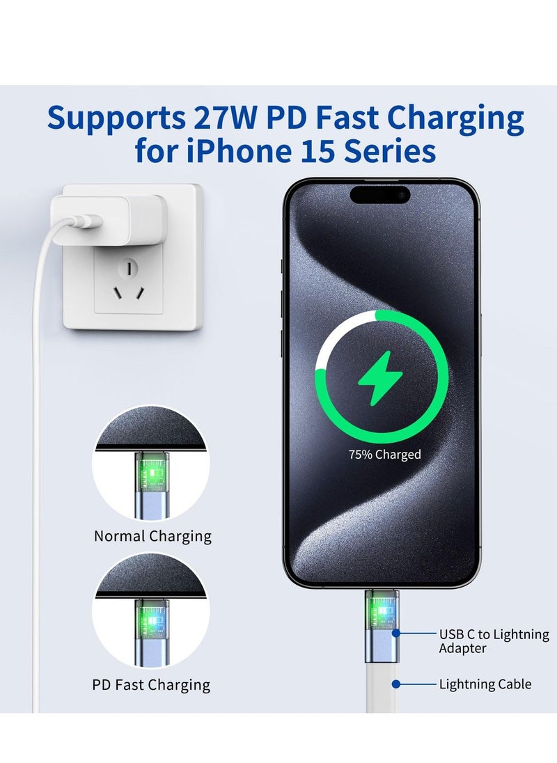 Generic - USB C to Lightning Adapter PD Fast Charging and Data Transfer Compatible with iPhone 15 Pro Max iPad Pro Air Type C Converter Data Transfer and 27W PD Fast Charging for iPad 10 Mini 6 Not Audio OTG - Image 1