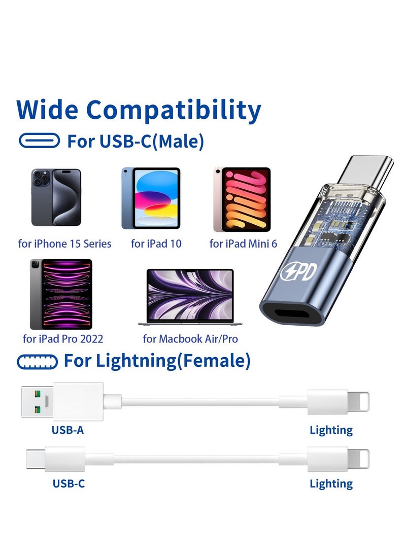 Generic - USB C to Lightning Adapter PD Fast Charging and Data Transfer Compatible with iPhone 15 Pro Max iPad Pro Air Type C Converter Data Transfer and 27W PD Fast Charging for iPad 10 Mini 6 Not Audio OTG - Image 1