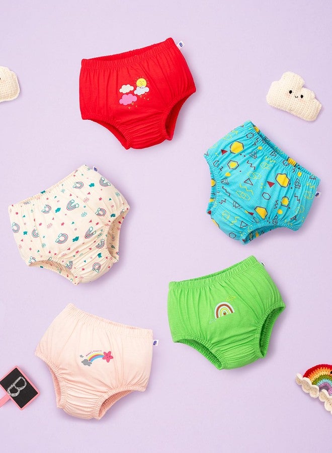 superbottoms Basic Brief for Kids | Unisex, 100% Pure Cotton Innerwear | Breathable & Soft Underwear | Baby Brief for 2Years 3Years | Doddle Dreams I Pack of 5, Assorted - Image 2