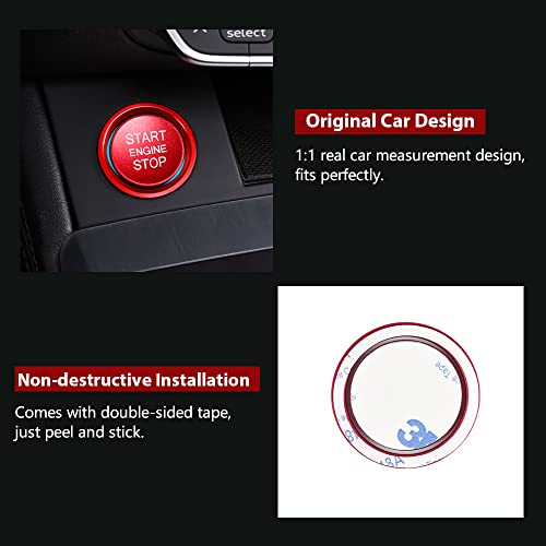 LECART Car Accessories Fit for Audi A4 A5 A6 A7 Q5 Red Car Engine Start Button Cover Stickers Auto Interior Decoration Metal Keyless Ignition Button Decor Trim 2Pcs - Image 4