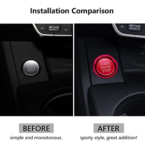 LECART Car Accessories Fit for Audi A4 A5 A6 A7 Q5 Red Car Engine Start Button Cover Stickers Auto Interior Decoration Metal Keyless Ignition Button Decor Trim 2Pcs - Image 5