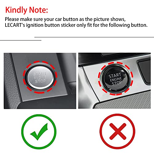 LECART Car Accessories Fit for Audi A4 A5 A6 A7 Q5 Red Car Engine Start Button Cover Stickers Auto Interior Decoration Metal Keyless Ignition Button Decor Trim 2Pcs - Image 2