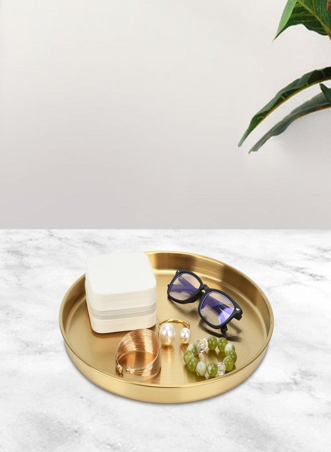 Zalaxt 3 Pcs 12 Inch Round Golden Serving Tray, Stainless Steel, Circle Gold Plate, Coffee Table Decor, Vanity Tray, Circle Decorative Plate for Wedding Gift - Image 4