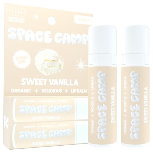 Space Camp Wellness Jumbo Lip Balm - Sweet Vanilla Organic Flavored Balm (2 Pack) - Image 1