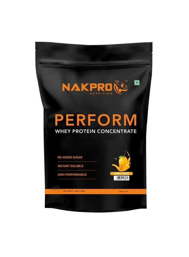 NAKPRO Perform Whey Protein Concentrate 500g Mango | 24g Protein, 5.3g BCAA | Trustified Certified 100% Authentic Supplement Powder & No Adulteration | Fast Absorbing Whey Protein Powder - Image 1