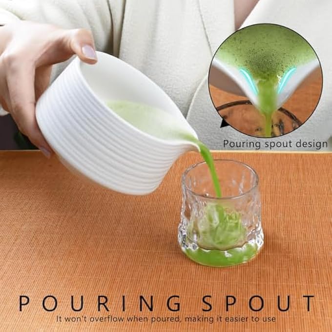 PINKE 4Pcs Matcha Making Set With Whisk And Bowl Matcha Spoon Whisk Holder Reusable Matcha Kit For Traditional Japanese Tea Ceremony Ideal For Beginners Tea Lovers And Tea Masters White - Image 3