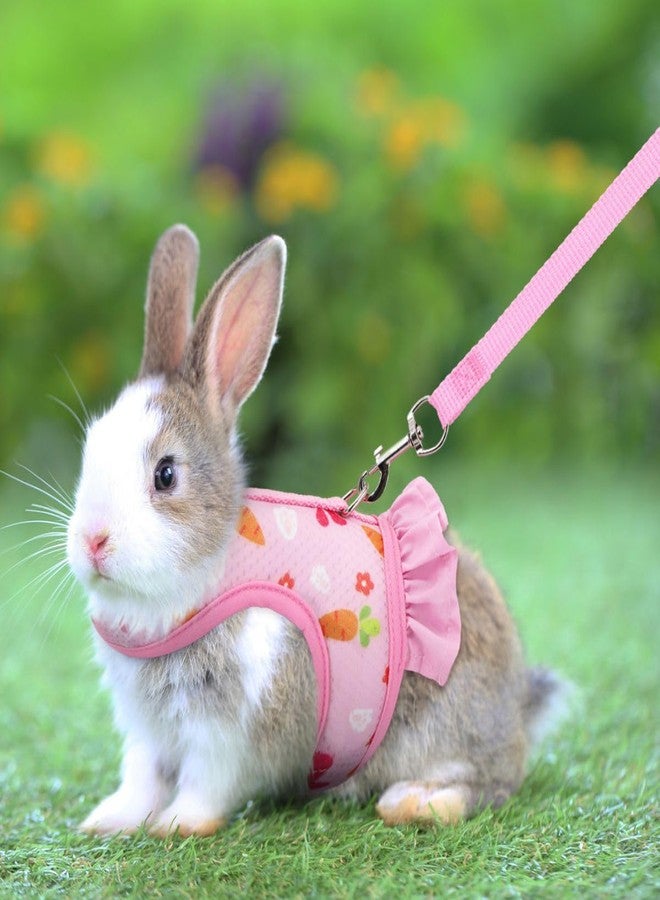 Weimostar Rabbit Harness and Leash Set, Bunny Vest Guinea Pig Clothes Ferret Rats Hamster Escape-Proof Soft Mesh Cute Carrot Pattern for Chinchilla Small Animals Pet Kitten Puppy Pink M - Image 2