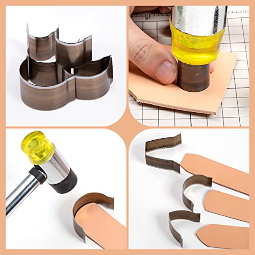 WUTA Hollow Punch Cutter Tool, Leather Punching Die Cutting Mold, Manual Leather Punch Tool Hole Puncher Cutter, Leather Craft Tools Kit for Handmade DIY Leather Craft (Round End Shape) - Image 4