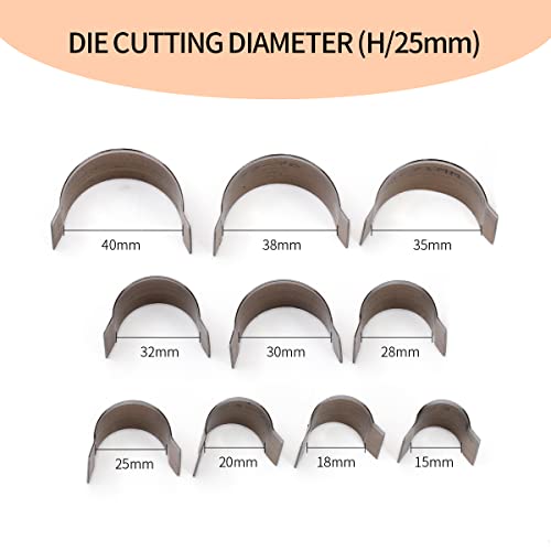WUTA Hollow Punch Cutter Tool, Leather Punching Die Cutting Mold, Manual Leather Punch Tool Hole Puncher Cutter, Leather Craft Tools Kit for Handmade DIY Leather Craft (Round End Shape) - Image 2