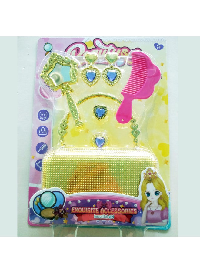Factory Wholesale Jewelry Children Dressing Earrings Crown Necklace Earrings Handbag Girl Gift Cross Border Toy 