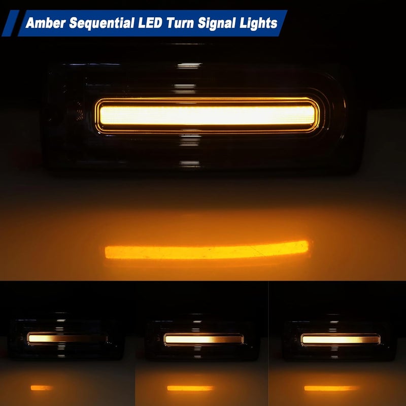 SHINEFIT LED Tail Lights Replacement for G Wagon W463 G500 G550 G55 G63 G65 AMG (1999-2018) - Sequential Dynamic Amber Turn Signal Red Taillight - Image 3