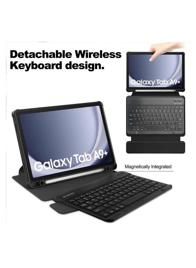 SYOSI جراب لهاتف Samsung Galaxy Tab A9 Plus مقاس 11 بوصة موديل إصدار 2023 (SM-X210/X216/218) + فتحة قلم، جراب TPU قابل للدوران 360 درجة، جراب ذكي رفيع من مادة TPU مع خاصية الإيقاظ/السكون التلقائي لجهاز SM A9 Plus - Image 2