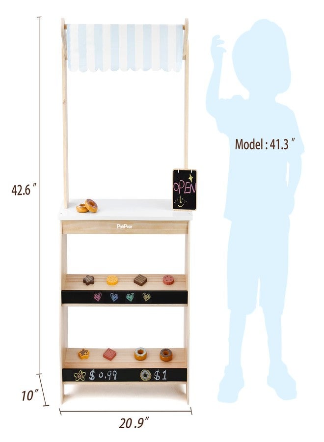PairPear Grocery Store Pretend Play, Wooden Toys Lemonade Stand for Kids, Natural Style Market Stand Play Food Sets. - Image 4