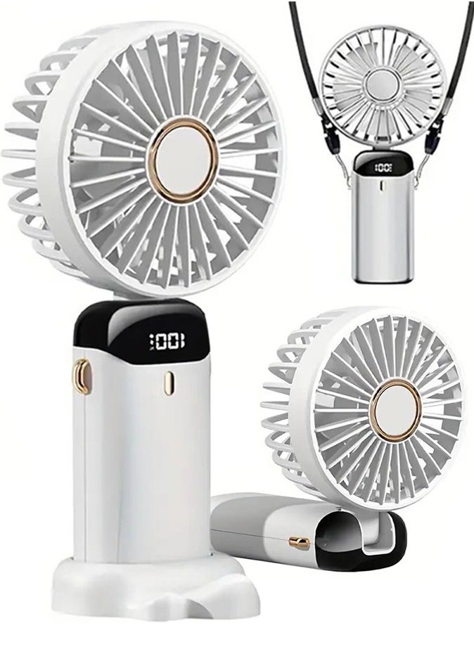 Generic - Portable Handheld Fan | Type-C Rechargeable | 18650 Long Endurance Capacity | Battery Operated Fan with LED Display, 90° Foldable | 5 Speed Wind Mode | Handheld/Neck/Desk 3 in 1 Personal Small Fan | - Image 1