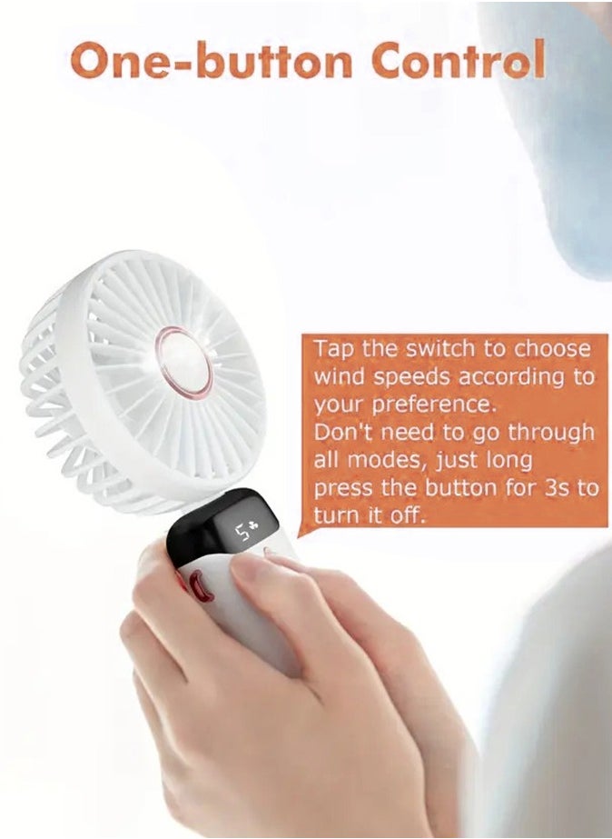 Generic - Portable Handheld Fan | Type-C Rechargeable | 18650 Long Endurance Capacity | Battery Operated Fan with LED Display, 90° Foldable | 5 Speed Wind Mode | Handheld/Neck/Desk 3 in 1 Personal Small Fan | - Image 1