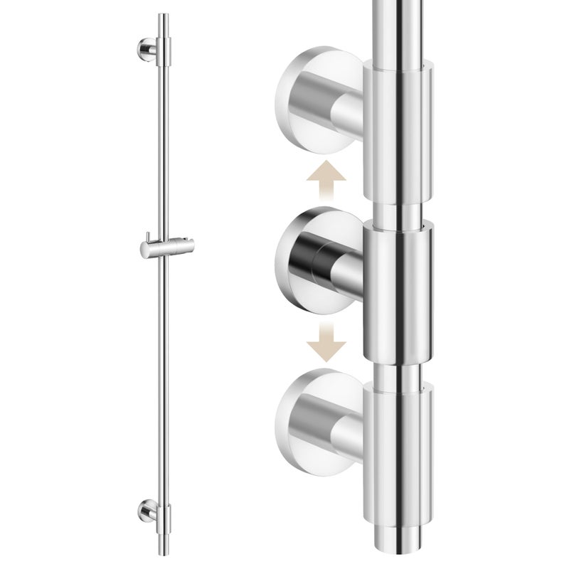 KES 122CM Shower Riser Rail with Adjustable Shower Head Holder Shower Slider Rail 188 Stainless Steel Polished Wall Mounted F209S122PS