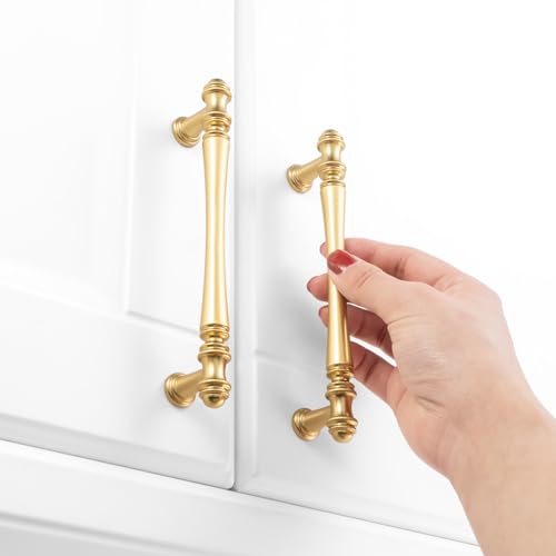 KOOFIZO 10 Pack 5 Inch Brushed Gold Kitchen Cabinet Handles Gold Cabinet Pulls Gold Cabinet Hardware P30 for Cabinets Drawer Dresser Cupboard Bedroom Bathroom - Image 4