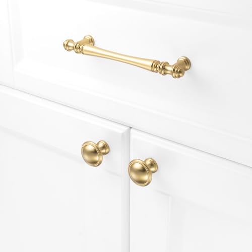KOOFIZO 10 Pack 5 Inch Brushed Gold Kitchen Cabinet Handles Gold Cabinet Pulls Gold Cabinet Hardware P30 for Cabinets Drawer Dresser Cupboard Bedroom Bathroom - Image 3