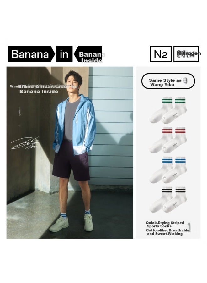 Bananain 311dry Men's Cotton Socks 7a Antibacterial And Odor-resistant Short Tube Spring Summer Sports Breathable 4 Pairs - Image 1