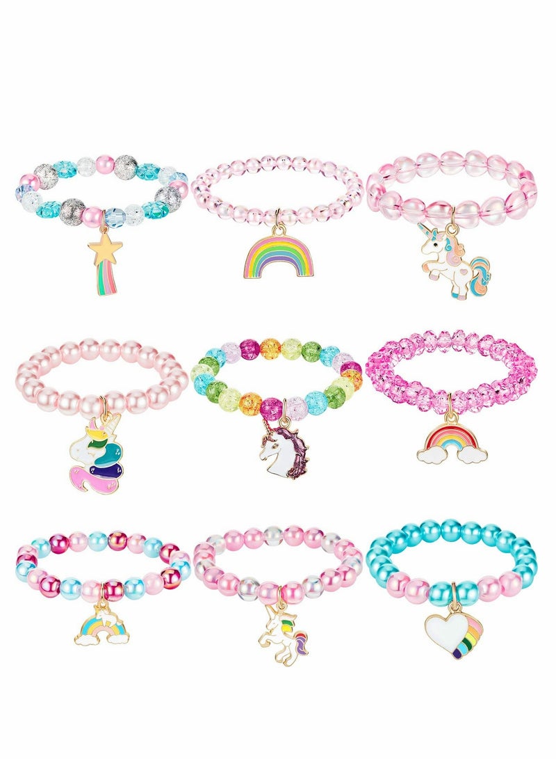 Excefore 9 Pieces Colorful Unicorn Bracelet Acrylic Bracelet - Image 1