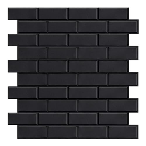 WalDecoo Matte Black Peel and Stick Subway Tiles for Kitchen Thicker Design Stick on Tlies for Living Room Large 10Sheet SelfAdhesive Kitchen Backsplash 1212 - Image 1