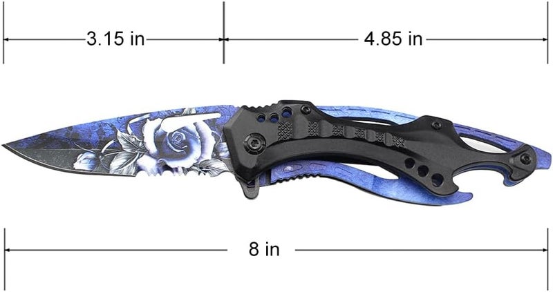 MTECH USA Folding Knife, 3.75-Inch Half-Serrated Blade, Titanium Coating, Glass Breaker, Pocket Clip - Image 2