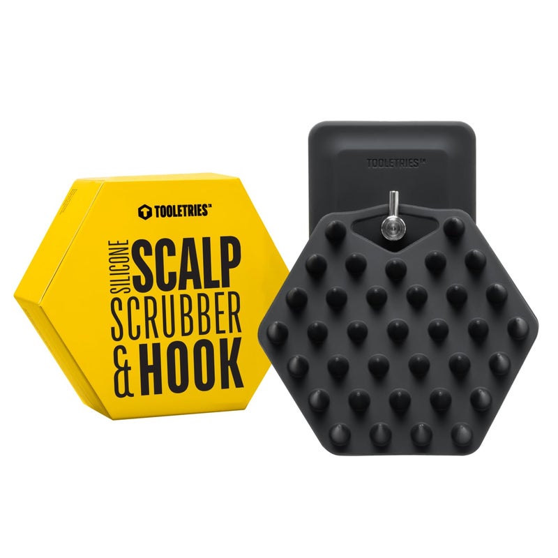 Tooletries - Scalp Scrubber & Hook - Silicone Exfoliating Hair Scrubber for Men, Bath & Shower Accessories - Features Silicone-Grip Technology, Removable & Reusable - Image 1