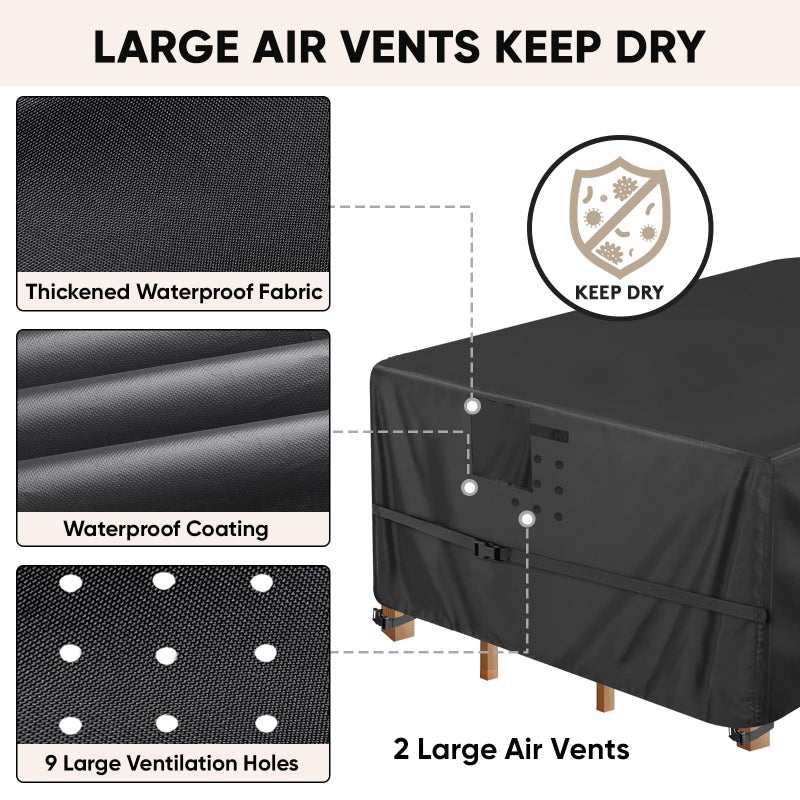 BALEINE Patio Furniture Covers, Outdoor Furniture Covers Waterproof, Heavy Duty Oxford Patio Table Cover for Outdoor Table, Chair, Sofa, Desk (Black, 108"L x 82"W x 28"H) - Image 5