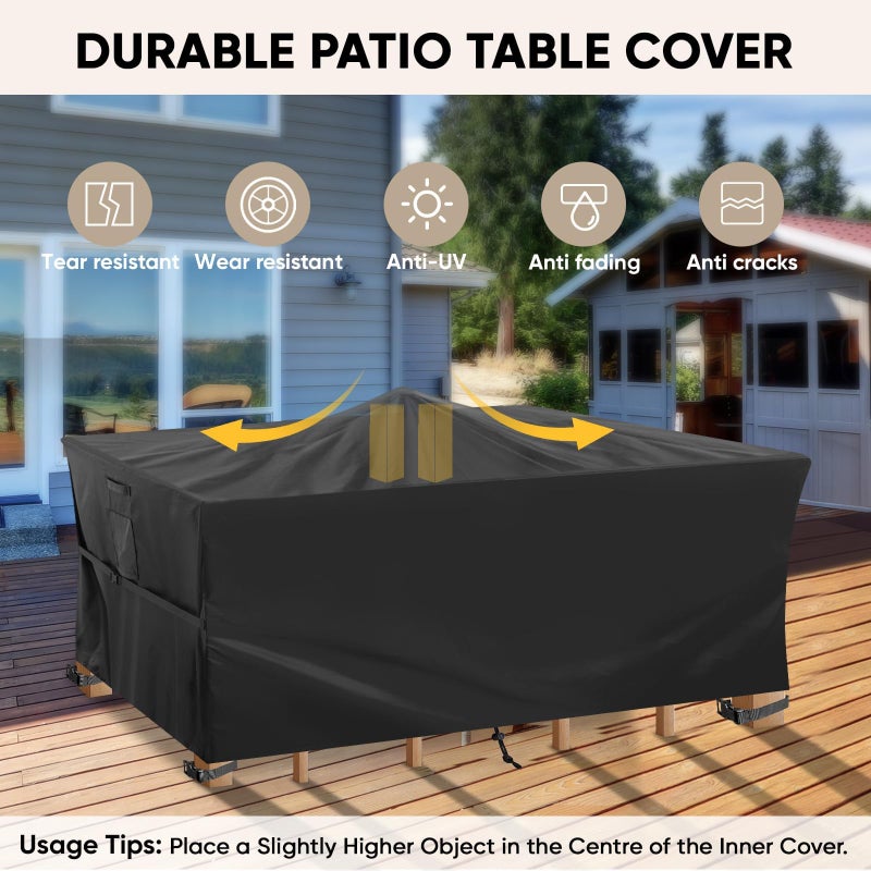 BALEINE Patio Furniture Covers, Outdoor Furniture Covers Waterproof, Heavy Duty Oxford Patio Table Cover for Outdoor Table, Chair, Sofa, Desk (Black, 108"L x 82"W x 28"H) - Image 3