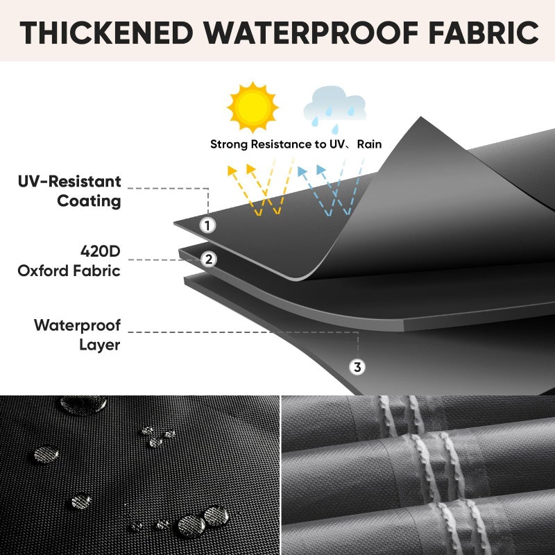 BALEINE Patio Furniture Covers, Outdoor Furniture Covers Waterproof, Heavy Duty Oxford Patio Table Cover for Outdoor Table, Chair, Sofa, Desk (Black, 108"L x 82"W x 28"H) - Image 4