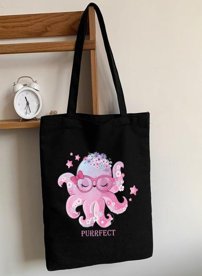 TrendoPrint Large Capacity Aesthetic Tote Bag for Womens & Girls with Zip Closure 15kg weight Capacity (14x16 inches) for College, Office Use and Groceries (TP41) - Image 2