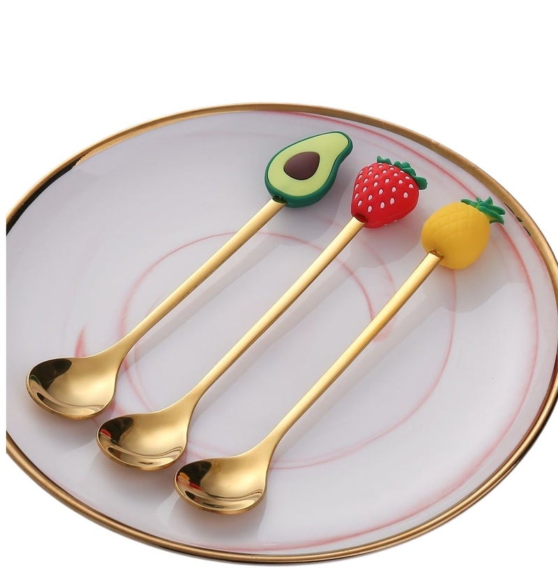Set of 6 spoons different designs, Stainless Steel Coffee Spoons, Dessert Spoons, Beautiful Spoons, Stainless Steel, Suitable for Fruit, Cake, Coffee, Hot Drinks, Ice cream - Image 3
