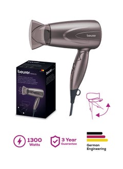 Beurer HC17 Compact Hair Dryer, Lightweight Hairdryer with Folding Function, 2 Heat And Blower Settings, 1300 Watts, Overheating Protection And Professional Nozzle, Foldable Handle for Travelling  - Image 1