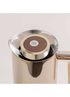 Dallaty Dallaty 1L champagne gold steel vacuum flask with wooden handle  - Image 2
