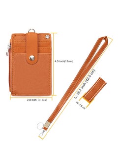 KASTWAVE Badge Holder with Zipper,  Id Badge Holder Wallet Leather Credit Card Holder Zipper Wallet with Lanyard, 2 Sided 5 Card Slots and Key Chain for Boys and Girls  - Image 5