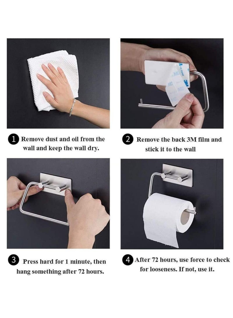 AL RAID Self Adhesive Toilet Paper Holder,Stainless Steel Tissue Roll Paper Hook,Towel Hanger Rack,Napkin Holder Towel Hanger for Bathroom Silver - Image 4