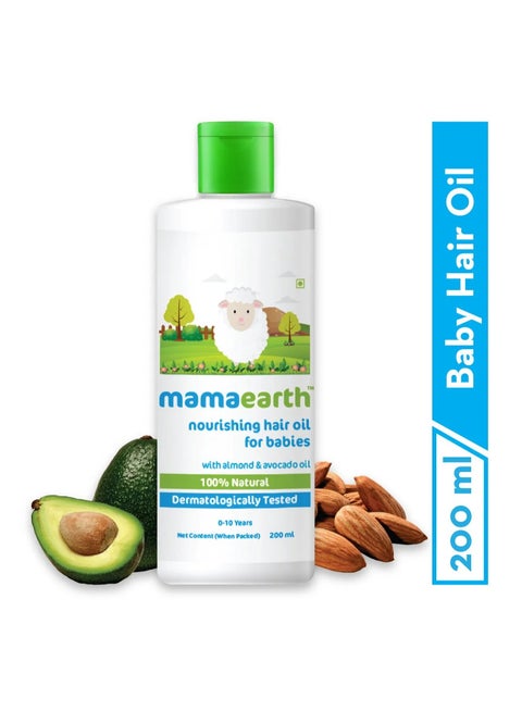 Mamaearth Nourishing Baby Hair Oil, with Almond and Avocado Oil Kids from 0 to 10 Years (200 ML)