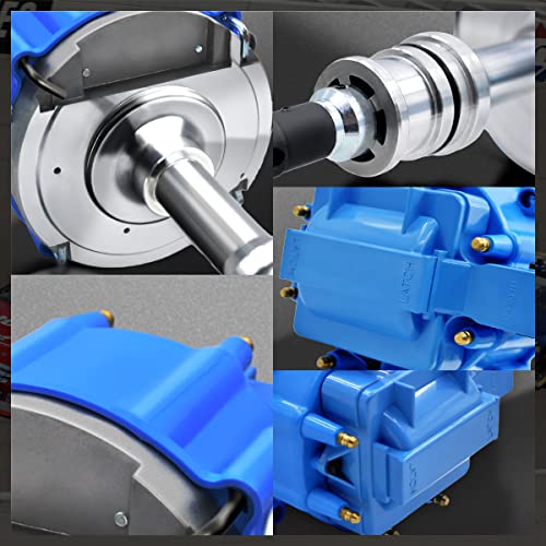 MAS Complete HEI Distributor 65K Coil 7500 RPM Compatible with Small Block Ford SBF 5.8 L 351W Windsor 8 Cylinder One Wire Installation Blue Cap - Image 4