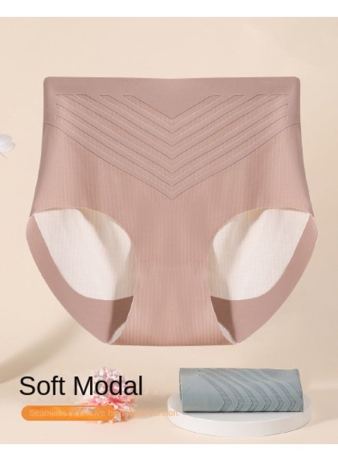 an zhi ban Molda】2-pack High Waist Shaping Seamless Panties - Striped Summer Breathable Comfortable Women's Underwear - Image 1