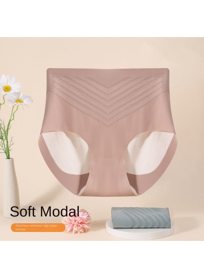 an zhi ban Molda】2-pack High Waist Shaping Seamless Panties - Striped Summer Breathable Comfortable Women's Underwear - Image 2