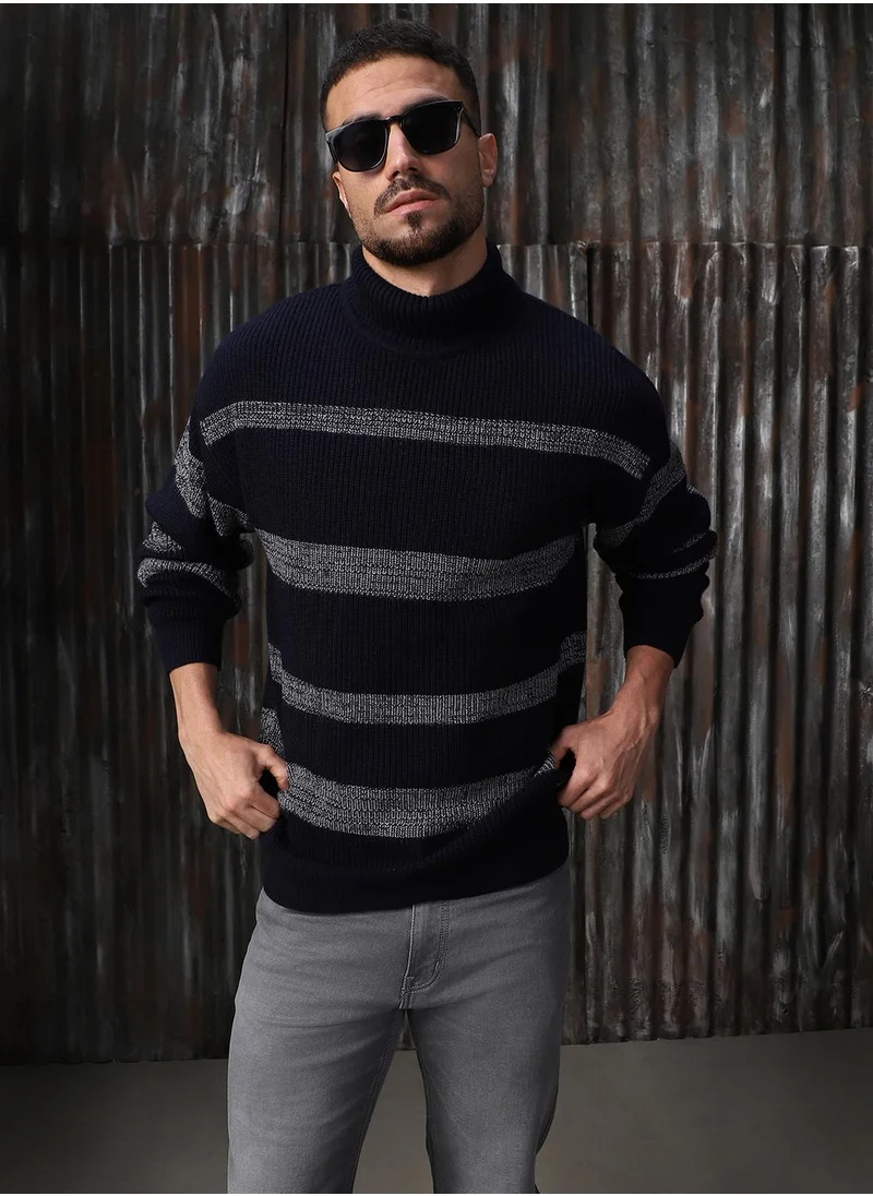 HIGH STAR Men's Multicoloured 100% Acrylic Solid Relaxed Fit Sweater