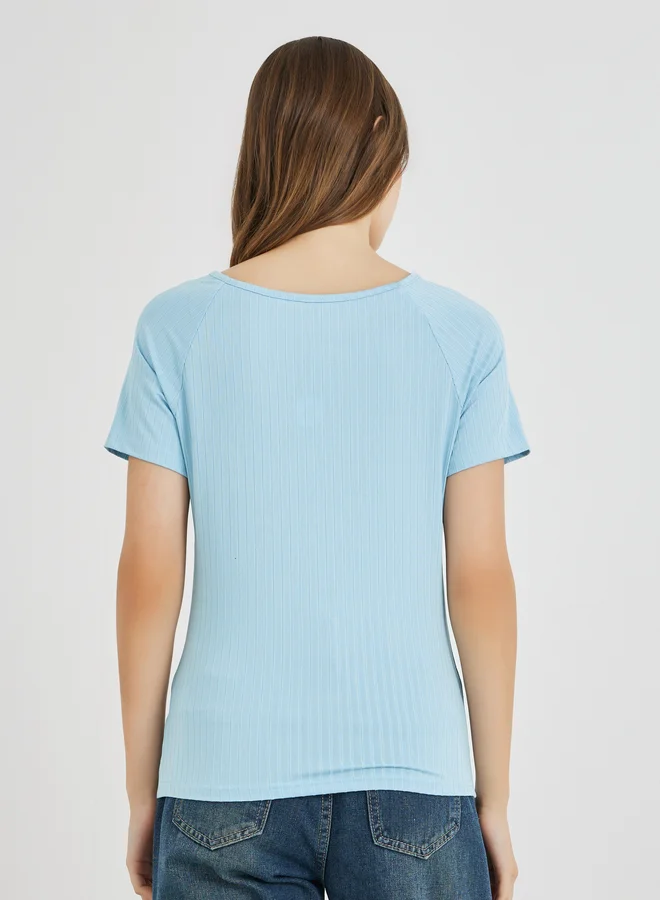 Take Two Take Two Textured Round Neck Short Sleeve T-Shirt