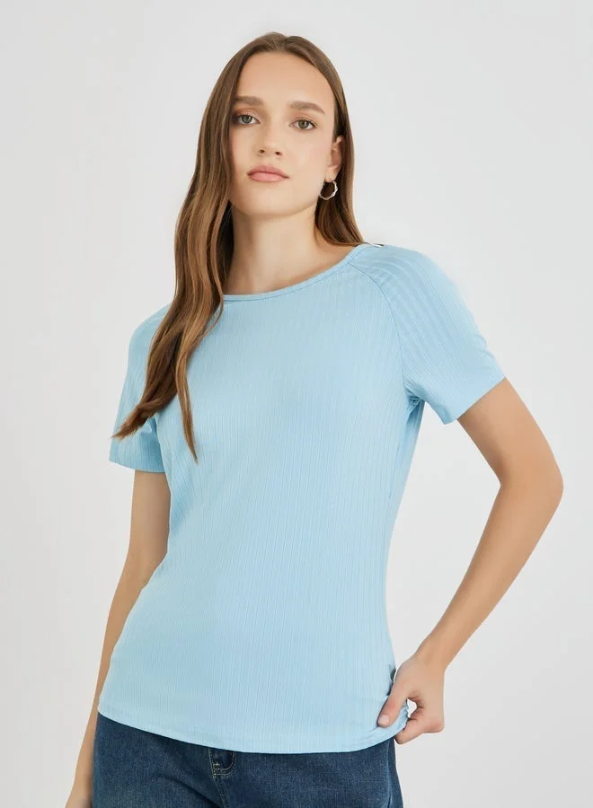 Take Two Take Two Textured Round Neck Short Sleeve T-Shirt