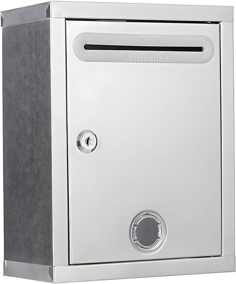 Bellveen Stainless Steel LetterboxSuggestion BoxMail BoxDonation BoxWall Mount for HomeOffice with Lock Silver 27CM x 21CM x 11CM - Image 1