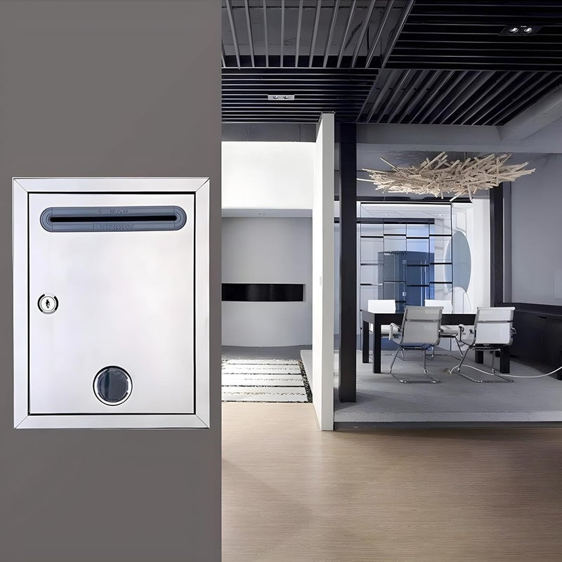 Bellveen Stainless Steel LetterboxSuggestion BoxMail BoxDonation BoxWall Mount for HomeOffice with Lock Silver 27CM x 21CM x 11CM - Image 5