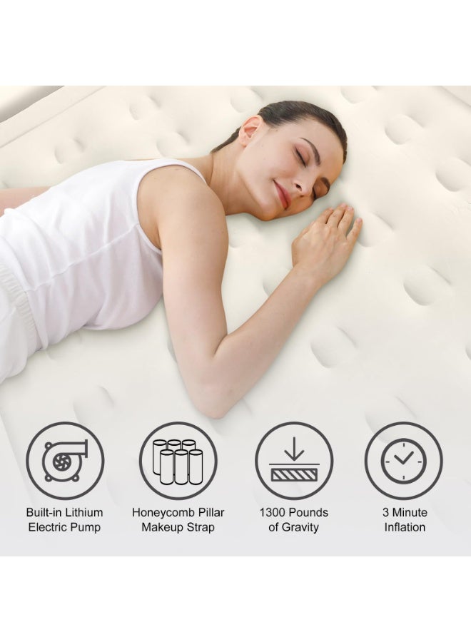 XiuWoo Air Mattress Queen with Built in Pump,Newly Cordless Removable Lithium Battery Pump,Self Inflatable,Camping Mattress,Portable Blow Up Mattress for Camping,Guests and Home,195*152*40cm - Image 2