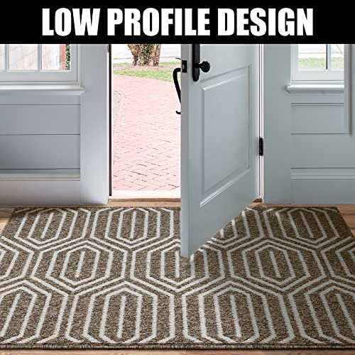 Aoonby Indoor Doormat 36"x 59", Absorbent Front Back Door Mat Floor Mats, Rubber Backing Non Slip Door Mats Inside Entrance Door Runner Rug Mud Dirt Trapper, Machine Washable Low Profile-Brown Time Cloister - Image 4