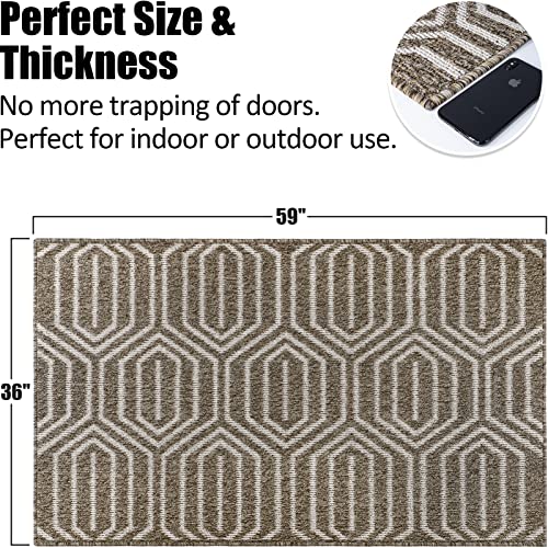 Aoonby Indoor Doormat 36"x 59", Absorbent Front Back Door Mat Floor Mats, Rubber Backing Non Slip Door Mats Inside Entrance Door Runner Rug Mud Dirt Trapper, Machine Washable Low Profile-Brown Time Cloister - Image 2