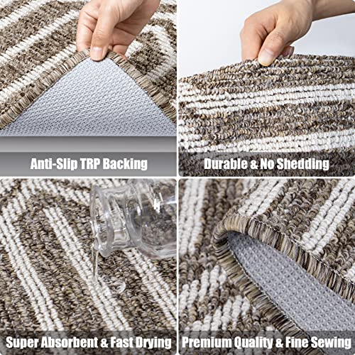 Aoonby Indoor Doormat 36"x 59", Absorbent Front Back Door Mat Floor Mats, Rubber Backing Non Slip Door Mats Inside Entrance Door Runner Rug Mud Dirt Trapper, Machine Washable Low Profile-Brown Time Cloister - Image 5