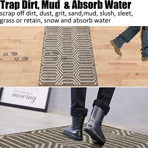 Aoonby Indoor Doormat 36"x 59", Absorbent Front Back Door Mat Floor Mats, Rubber Backing Non Slip Door Mats Inside Entrance Door Runner Rug Mud Dirt Trapper, Machine Washable Low Profile-Brown Time Cloister - Image 3
